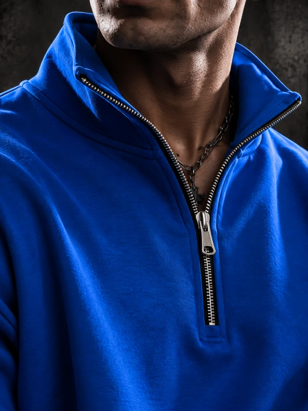 خرید دورس نیم زیپ مردانه آبی ساده کد STYD102